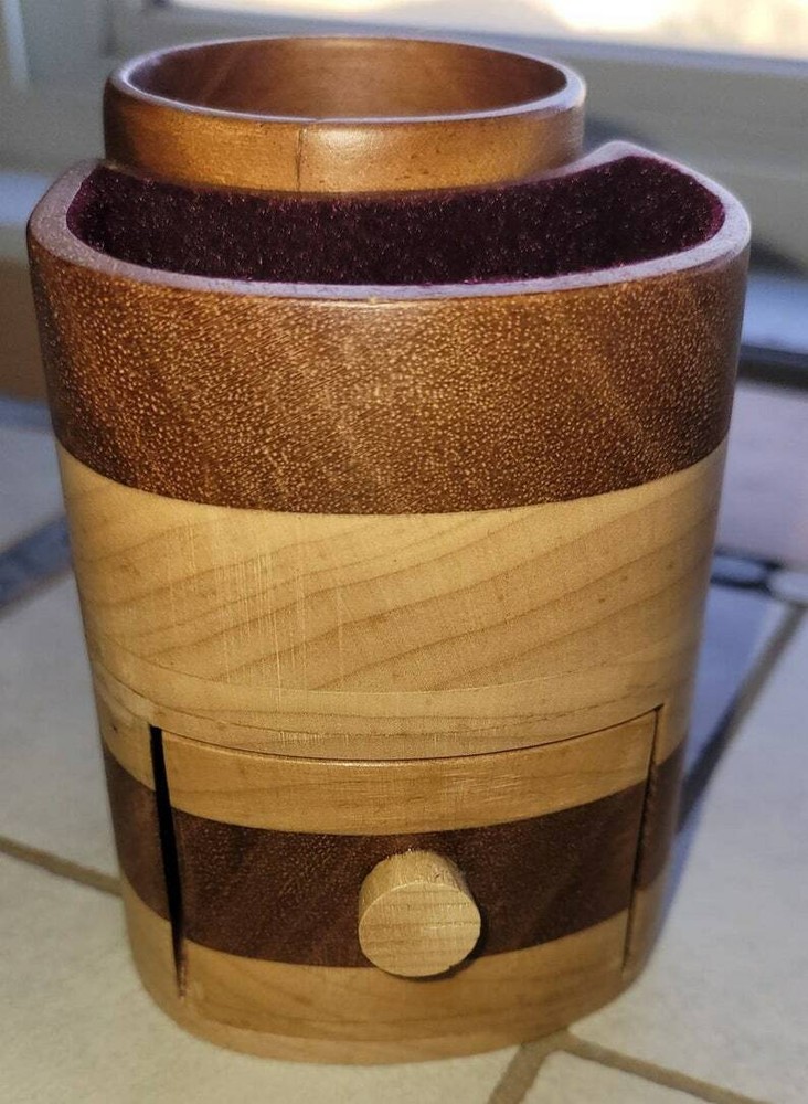 Handmade Solid Wood Small Desk Organizer Maple & Mahogany