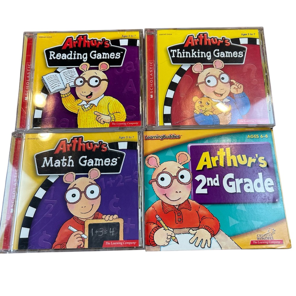 Arthur's Thinking Games Math Reading + 2nd Grade CD-ROMs Learning Co. Aardvark