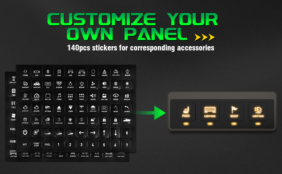 Wireless Switch Panel, 4 Gang Led Lights Flash Remote Circuit Control Relay Box