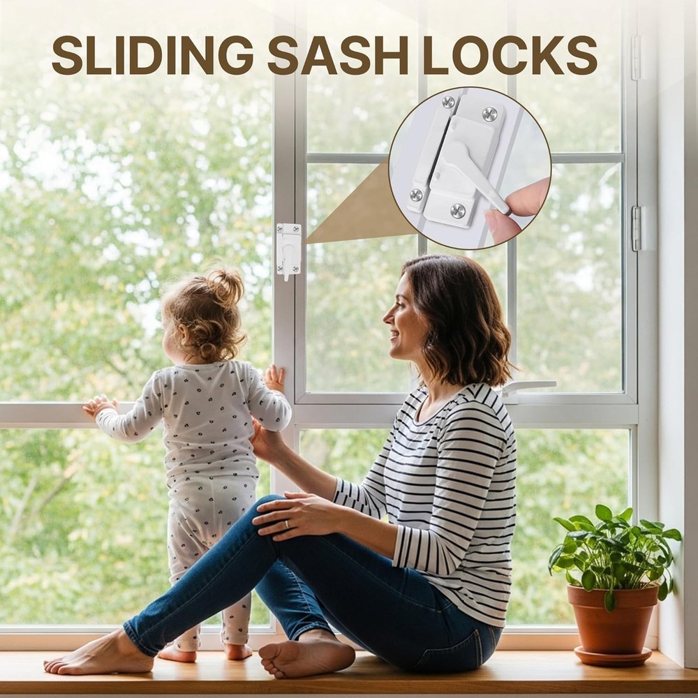 4 Pcs Window Locks, Replacement Window Locks, Sliding Window Sash Locks, Durable