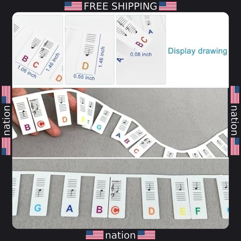 Piano Notes for Beginners - Removable 88-Key & 61-Key Silicone Labels & Guide