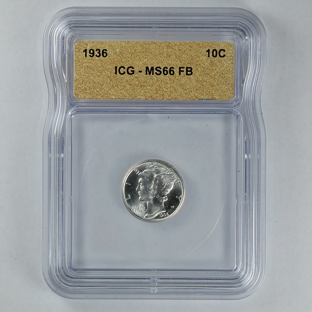 1936 Mercury Dime 10c ICG MS66 FB