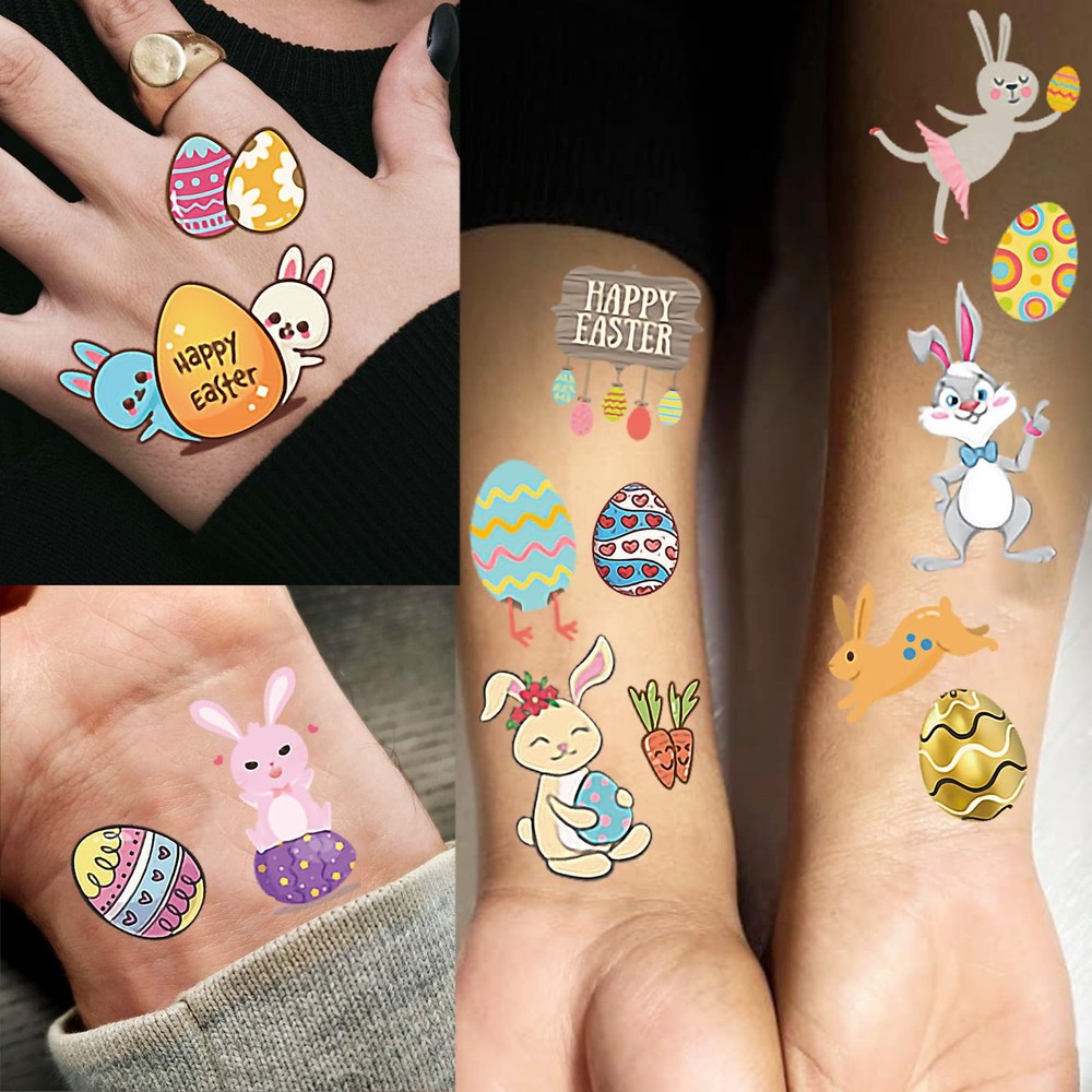 10 Sheets Easter Temporary Tattoos For Hand Face Small, Colorful