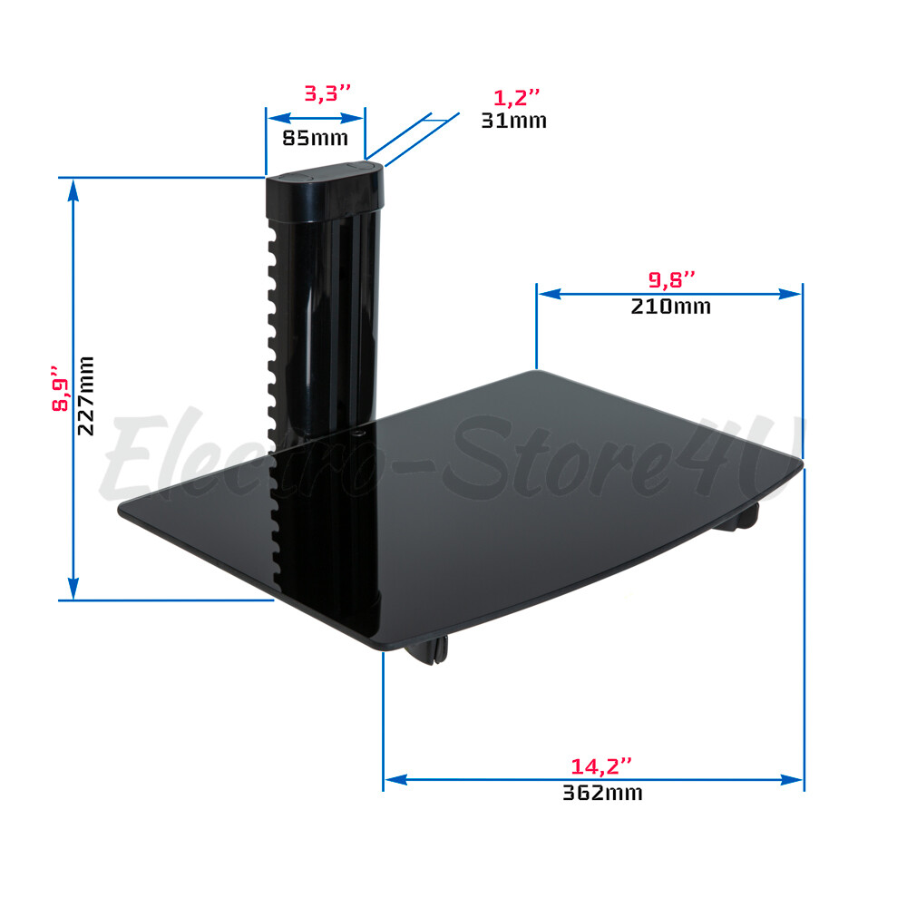 Wall Mount Shelf for TV Cable Box Tier Component Console AV DVR DVD Bracket