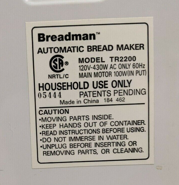 Breadman Bread Maker Rotary Drive Coupling TR2200 TR2200C (4-Rivet version only)