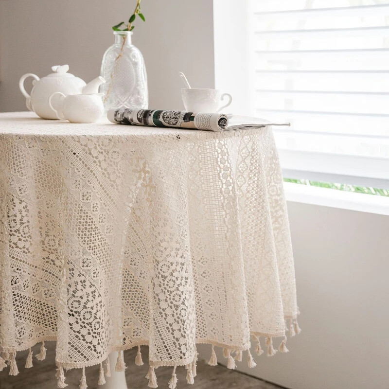 Tablecloth Rectangular Hollowout Woven Table Cloth Decorative Table Cover