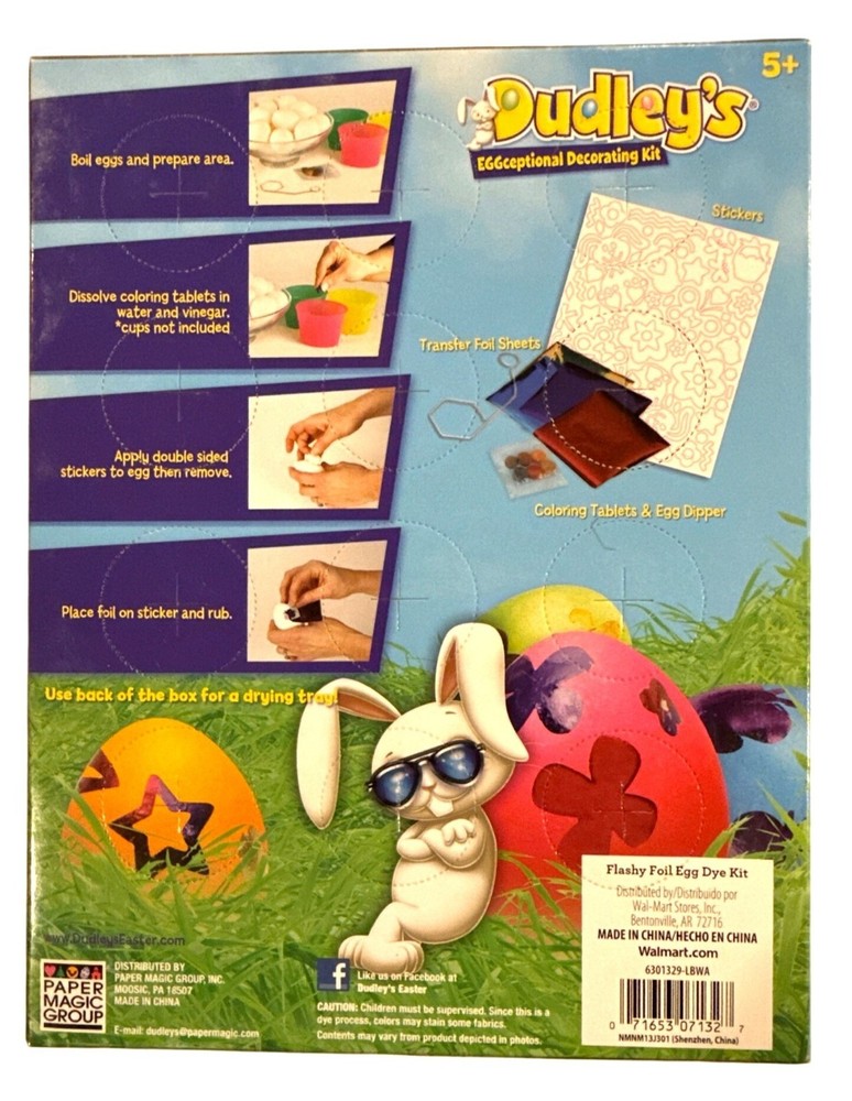 DUDLEY'S Flashy Foil Easter Egg Decorating Kit Stickers + Transfer Foil Sheets +