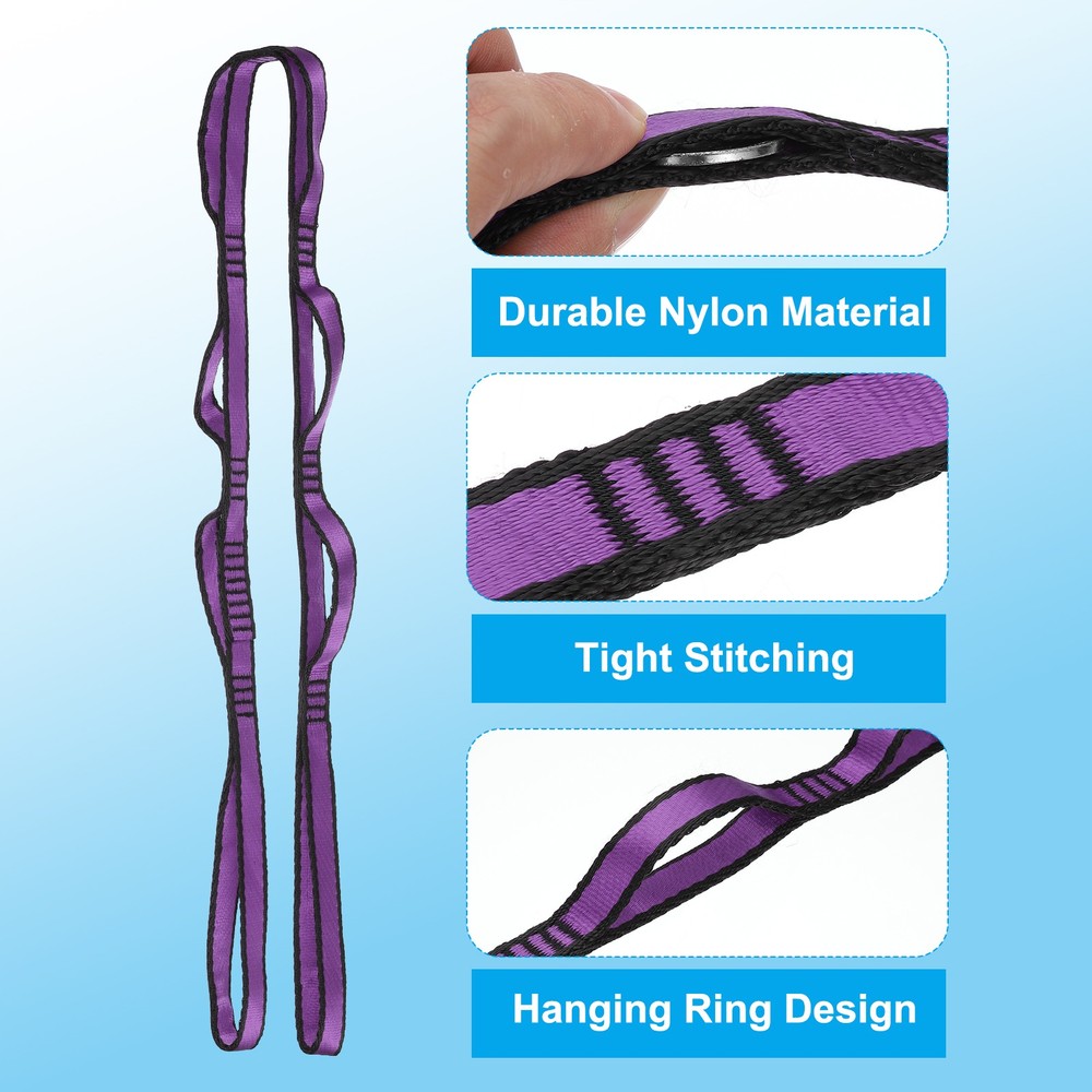 2Pcs Daisy Chain Strap Strong Climbing Strap Adjustable with 8 Loops Purple