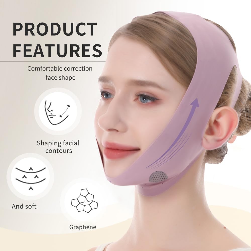 V Line Lifting Mask, Chin Strap for Sleeping, Reusable Double Medium, Pink