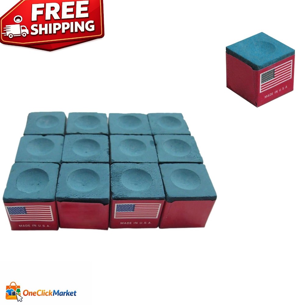 Professional Pool Cue Chalk - 12 Cubes in Protective Box for Authentic Play