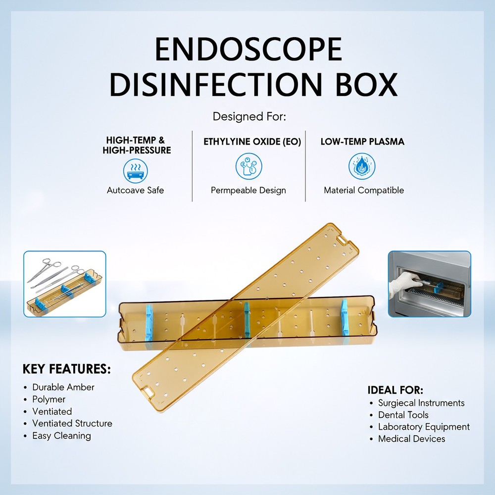 PPSU Endoscope Instruments Sterilization Tray Autoclave Case Sterilization Box M