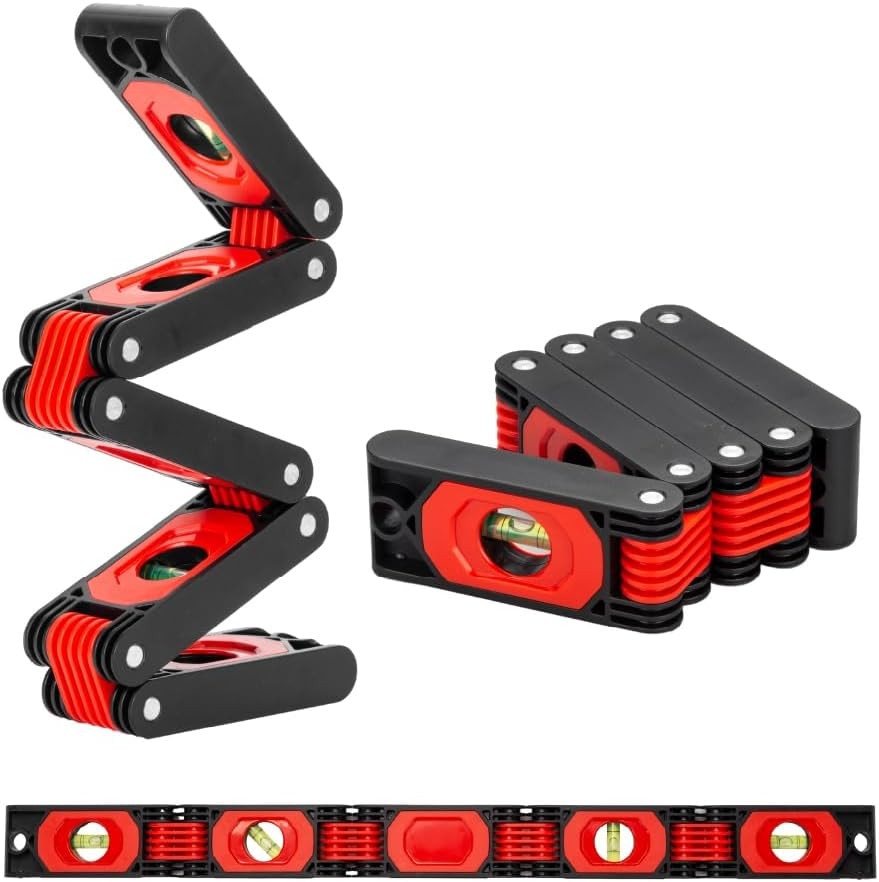 Foldable Multi-Angle Measuring Tool – Magnetic Level Ruler for Red + Black