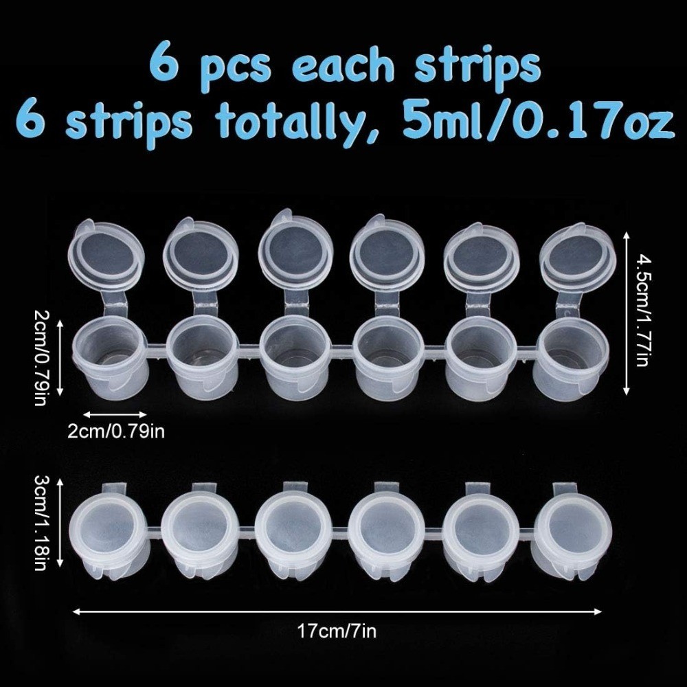 36 Pack Empty 5ml Clear Paint Pots with Lids, Small Plastic Paint Containers for