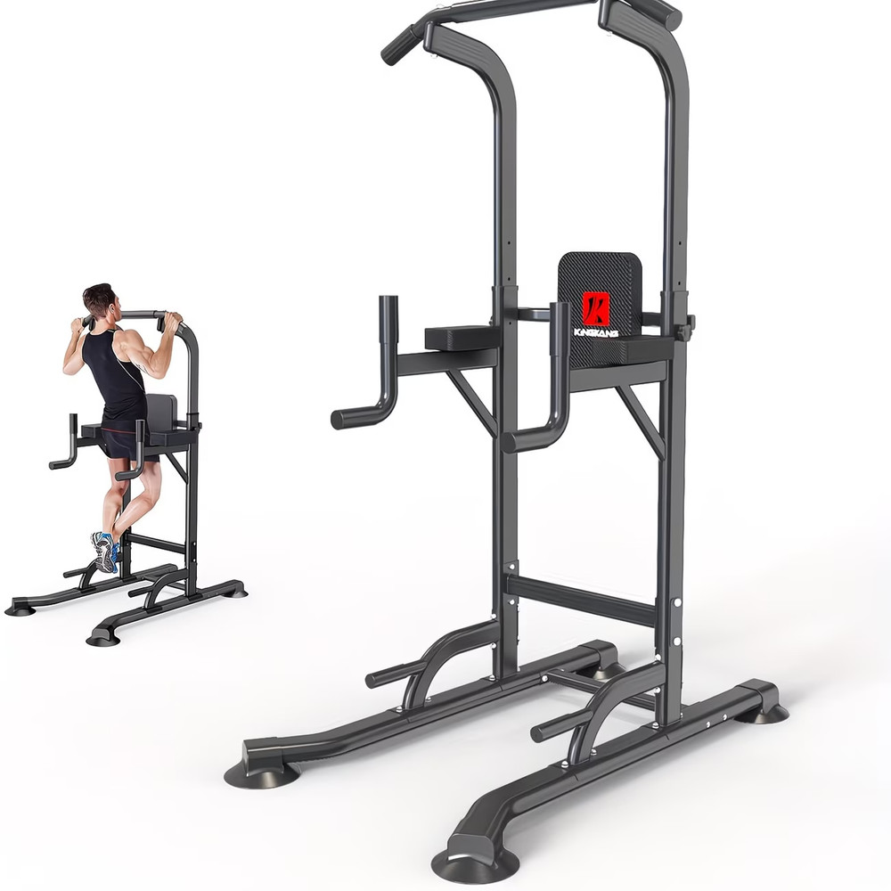 Adjustable Height Power Tower Dip Station,Multi-Functional Strength Training F