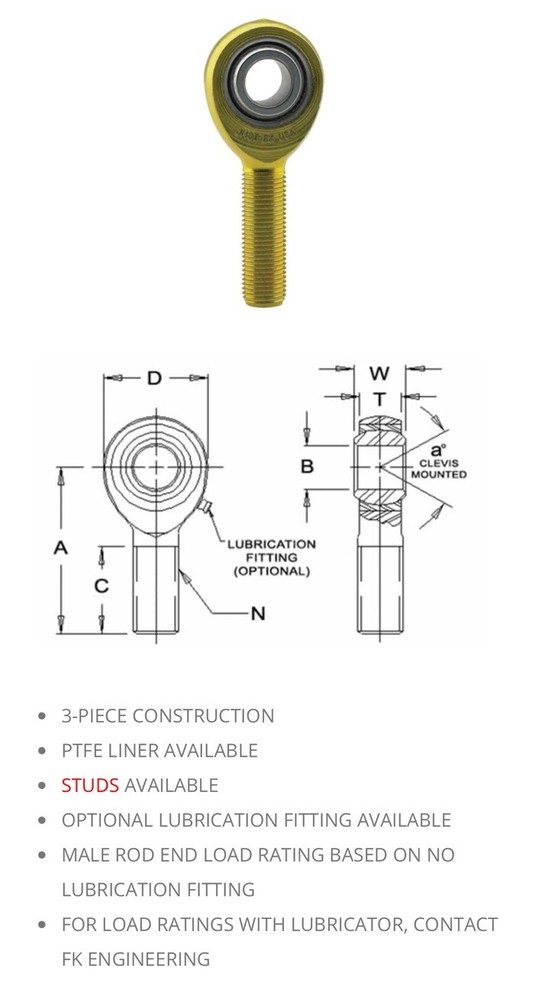 F.K. Bearings Rod End JML8 Heim Joint