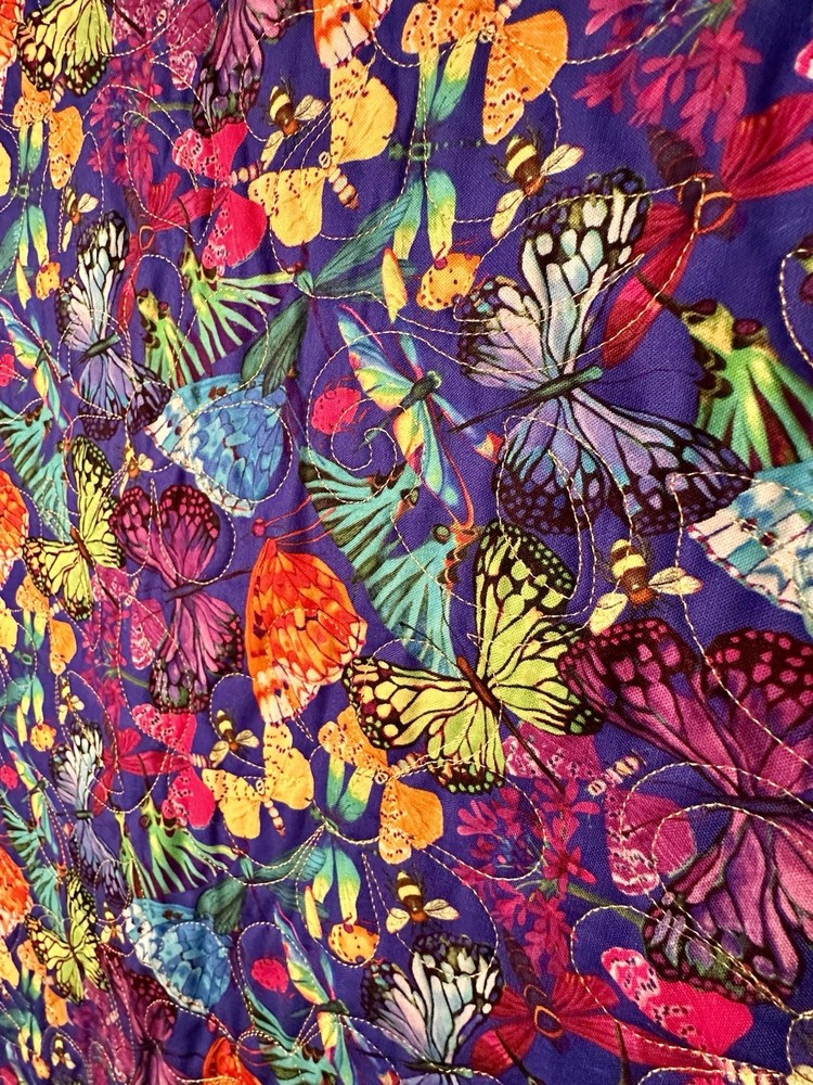 Handmade Patchwork Cotton Quilt Butterflies And Batiks