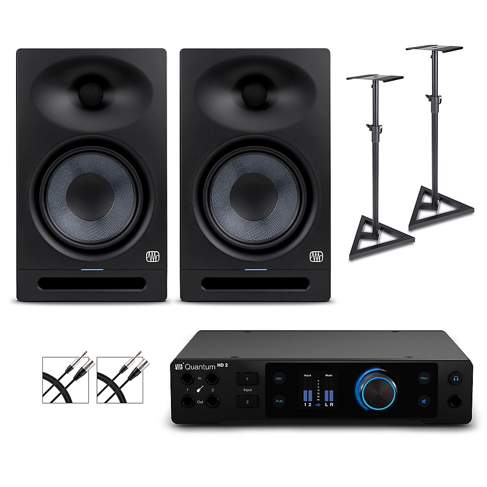 PreSonus Quantum HD2 Interface with Eris 2nd Gen Studio8 Pair, Cables & Stands