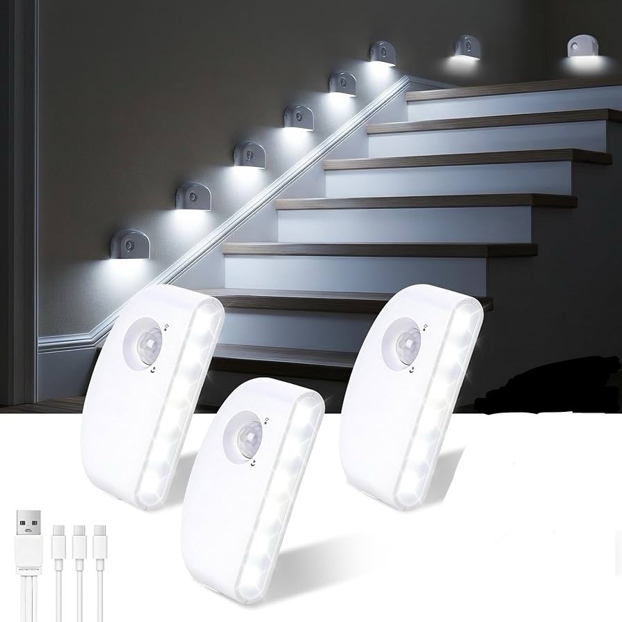 3Pack Rechargeable Motion Sensor Stair Lights In/outdoors Automatic Wireless