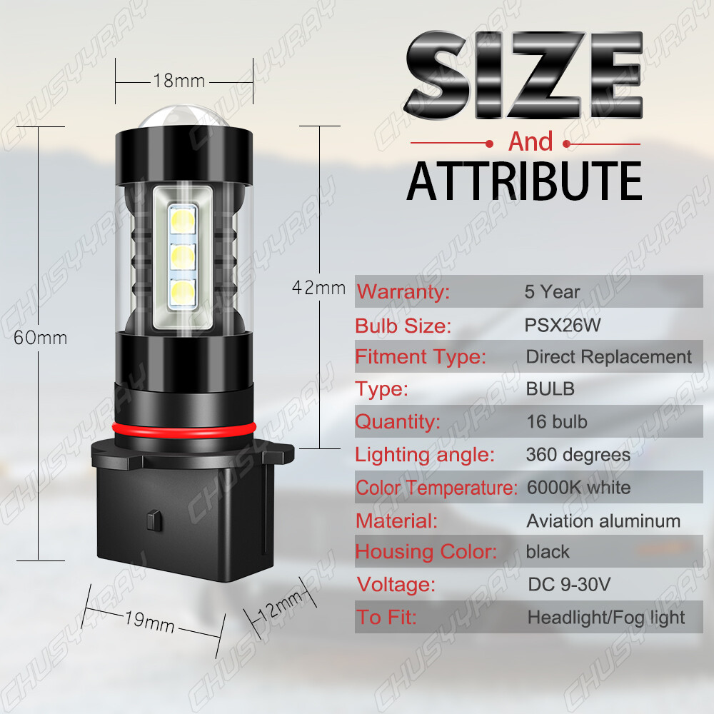 2x 12278 PSX26W LED Fog Light Bulbs 6000K WHITE FOR GMC Yukon XL 2015-2019 US