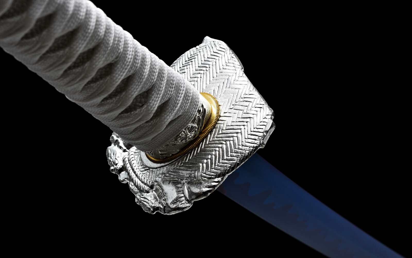 Blue White Full Tang Japanese Sword 1095Carbon Steel Battle Ready Samurai Katana