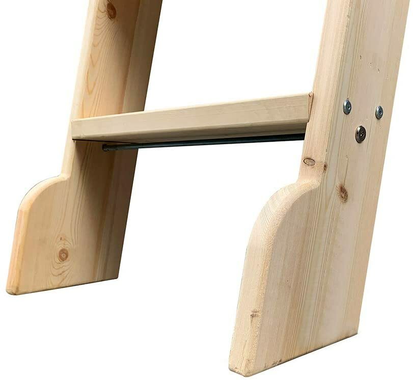 DIYHD Unfinished Rolling Library Wooden Step Ladder with Glab Handle