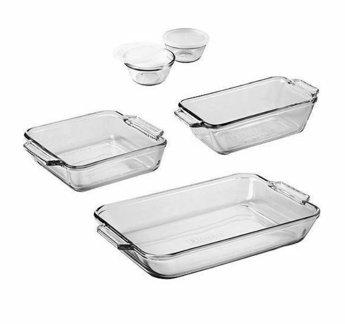 Anchor Hocking Clear Glass Bakeware Set, 7 Piece Set