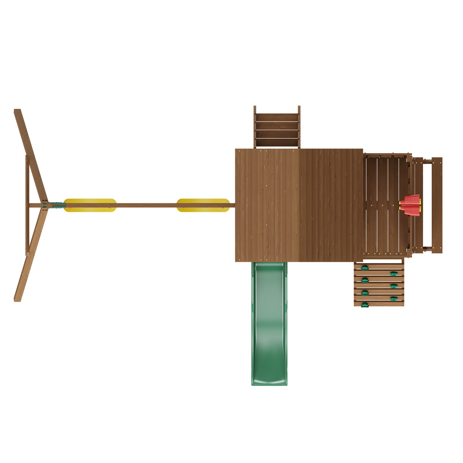 Wooden Swing Set 9 IN 1 Outdoor Playground Sets 6 FT Slide Upper Fort