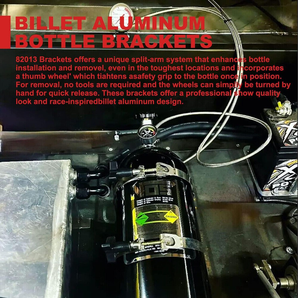 82013 Nitrous Oxide Padded Adjustable Quick Release 10-15 Lb Bottle Bracket Kit