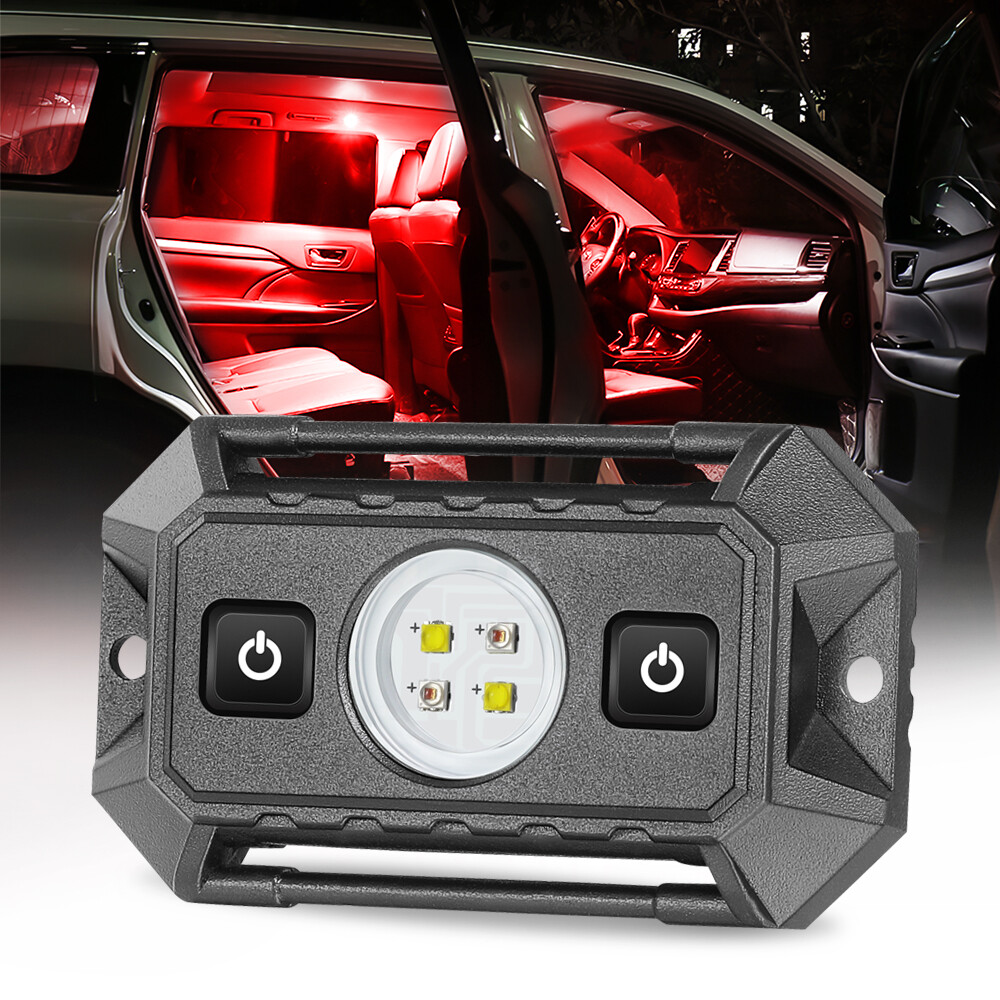 RED White Car Interior LED Dome Map Reading Light Roll Bar Cage Mount switch UTV