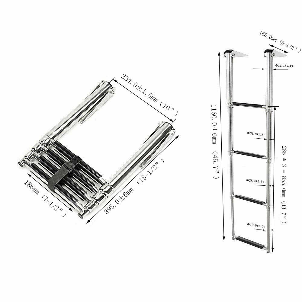 4 Steps Boat Ladder Folding Stainless Steel Telescoping Swimming 4 Step Ladder