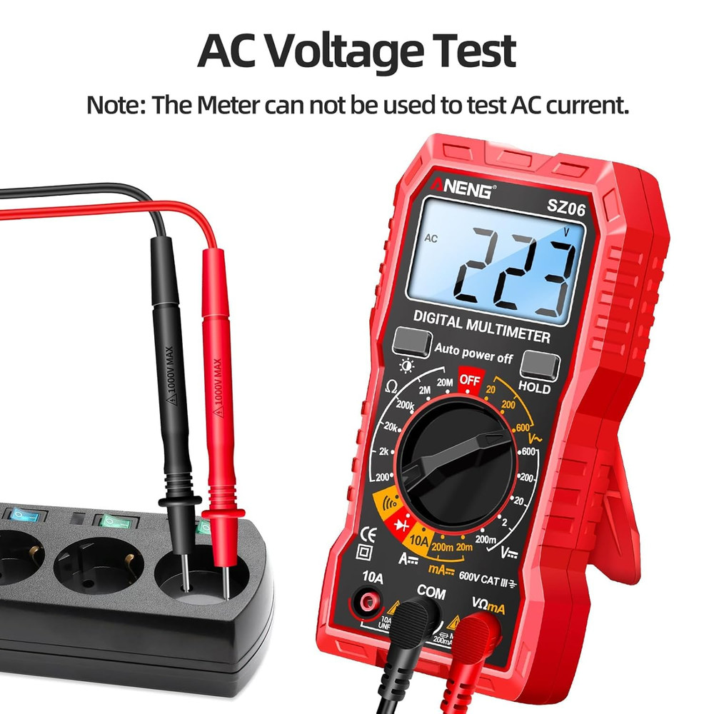 Digital Multimeter Tester Measures AC/DC Voltage,Dc Current Ohm Amp Meter,Profes