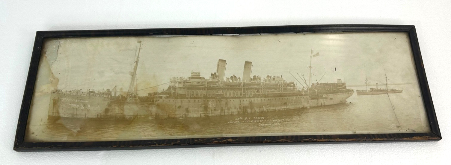 WWI USS Powhatan ID-3013 Transporting US Army 30th Division Framed Panoramic