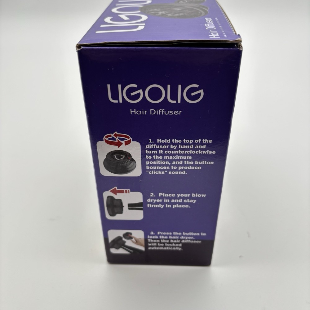 LIGOLIG Hair Diffuser. Black. New In Open Box.