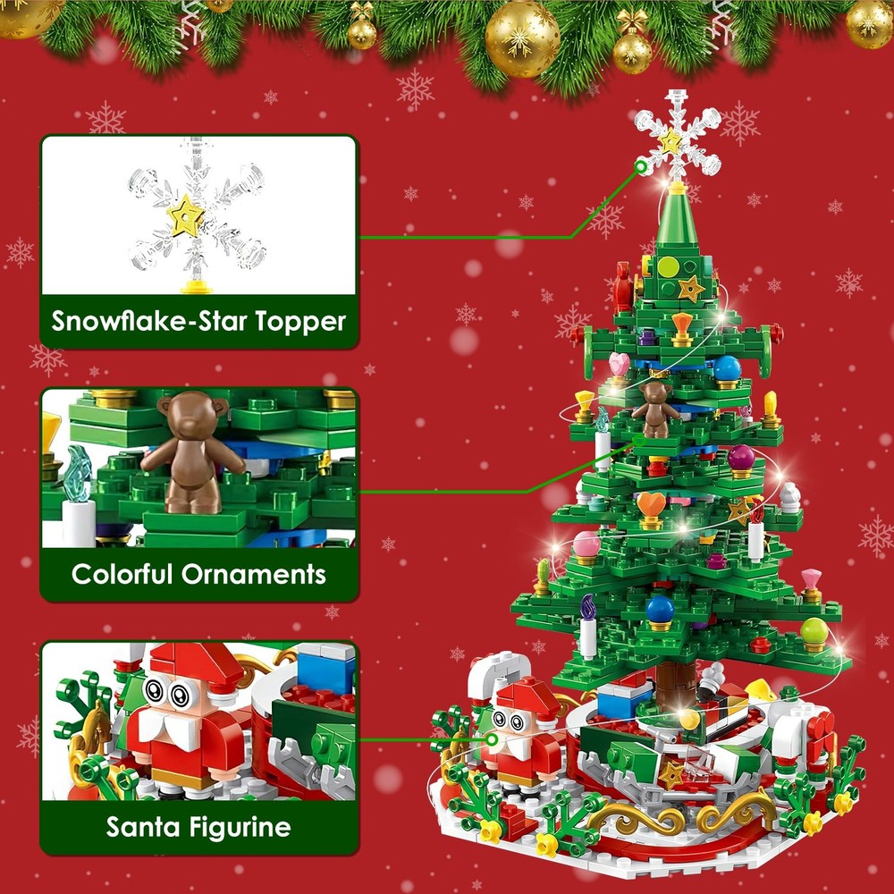 LED Light Christmas Tree Building Set Charming 24 Days Countdown Calendar