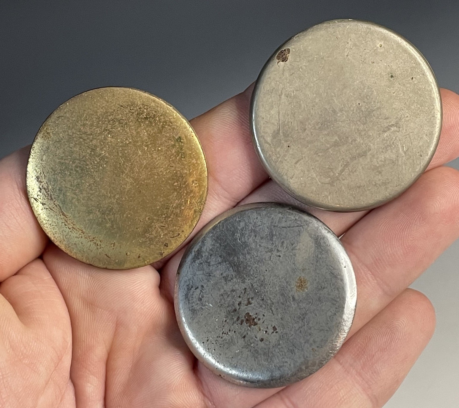 Lot of (3) Bridle Buttons Vintage 20th C. Horse Rosettes (One Brass)