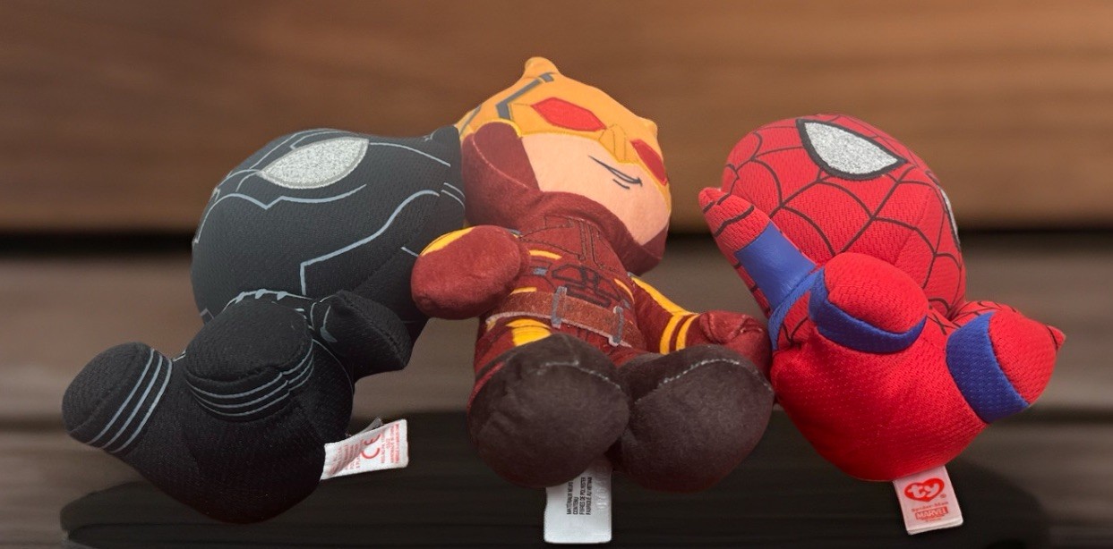 Marvel Plush Lot of 3 Mattel Daredevil 9” Ty Black Panther 6” Ty Spider-Man 6”