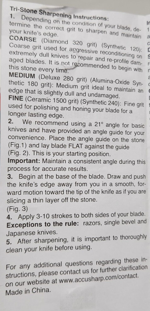 New Sealed AccuSharp Tri-Stone Course Medium & Fine Knife Sharpening System