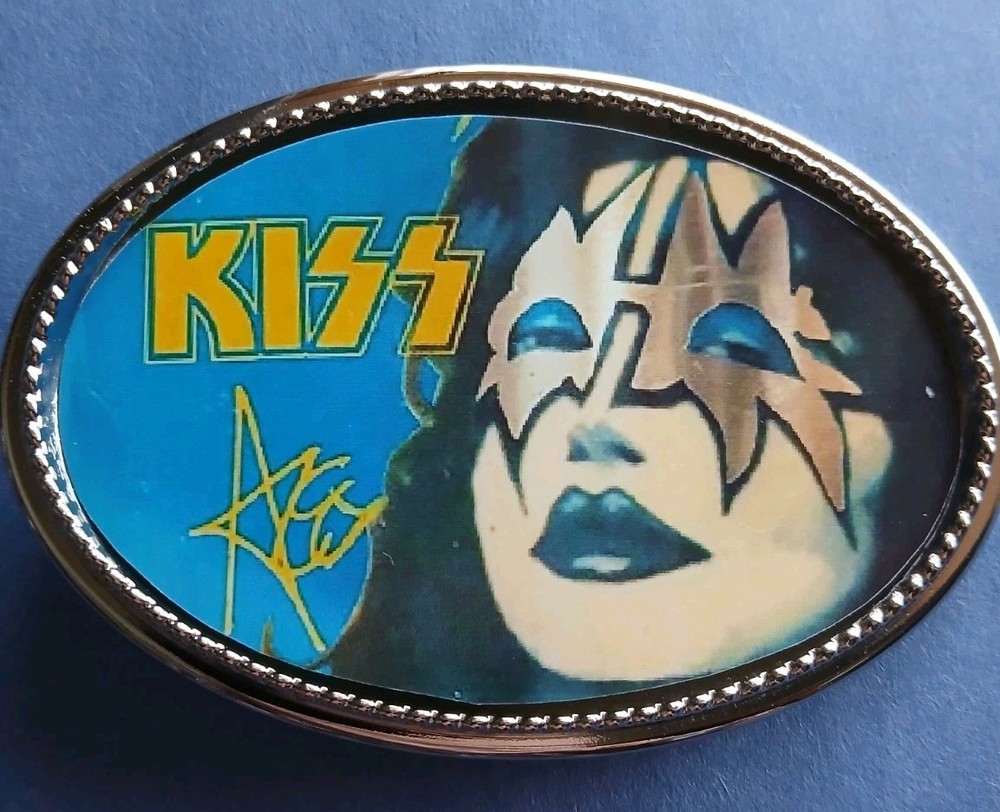 KISS Rock Band " ACE FREHLEY"   Epoxy PHOTO MUSIC BELT BUCKLE - NEW!