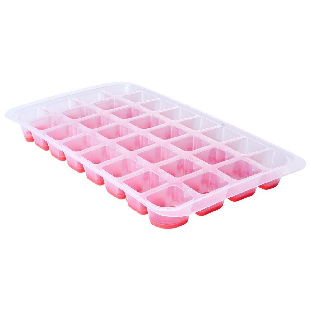 Ice cube tray for 32 ice cubes with silicone base, easily removable, large