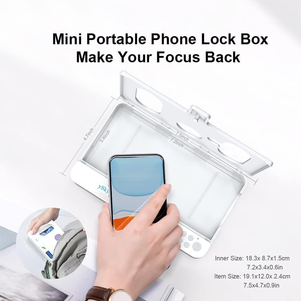 Portable Phone Lock Box with Timer iPhone Android Phones Self-Control Jail Locke