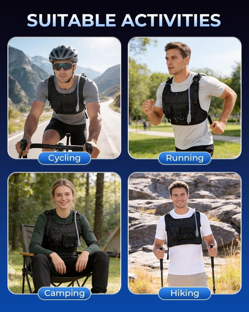 Running Vest with 2L Water Bladder, Hydration Backpack with Adjustable Straps