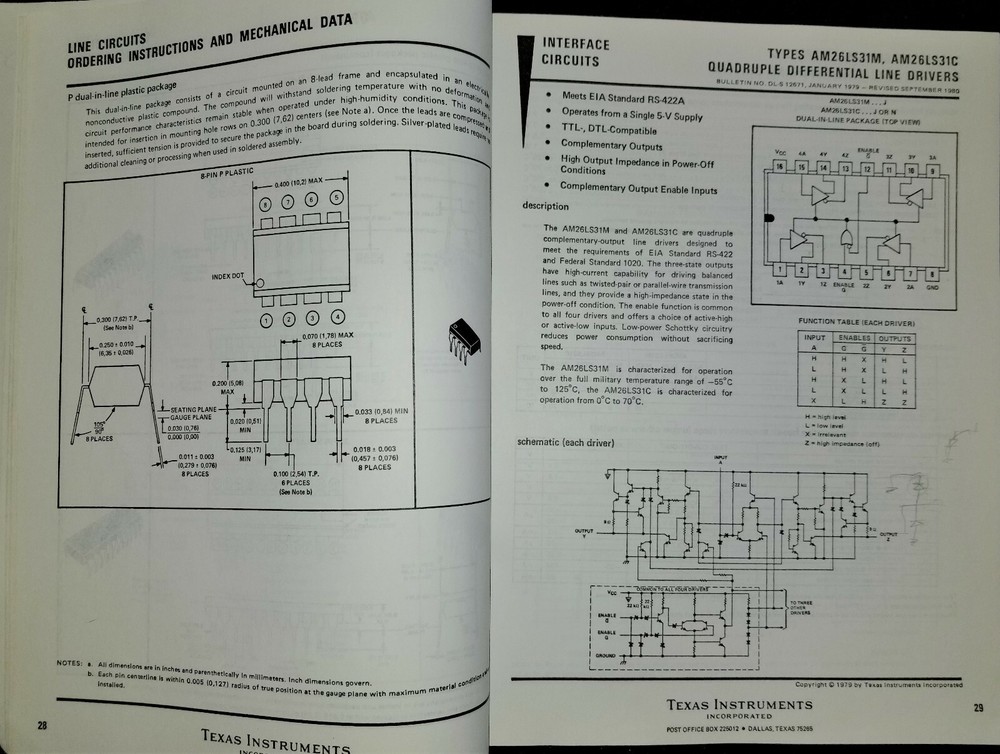 USED 1981 Texas Instruments Line Driver & Receiver Data Book