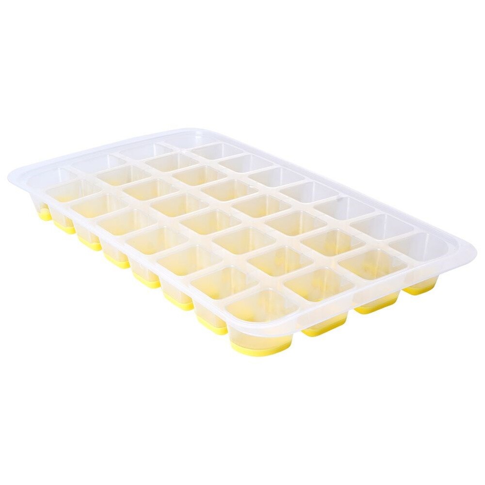Ice cube tray for 32 ice cubes with silicone base, easily removable, large