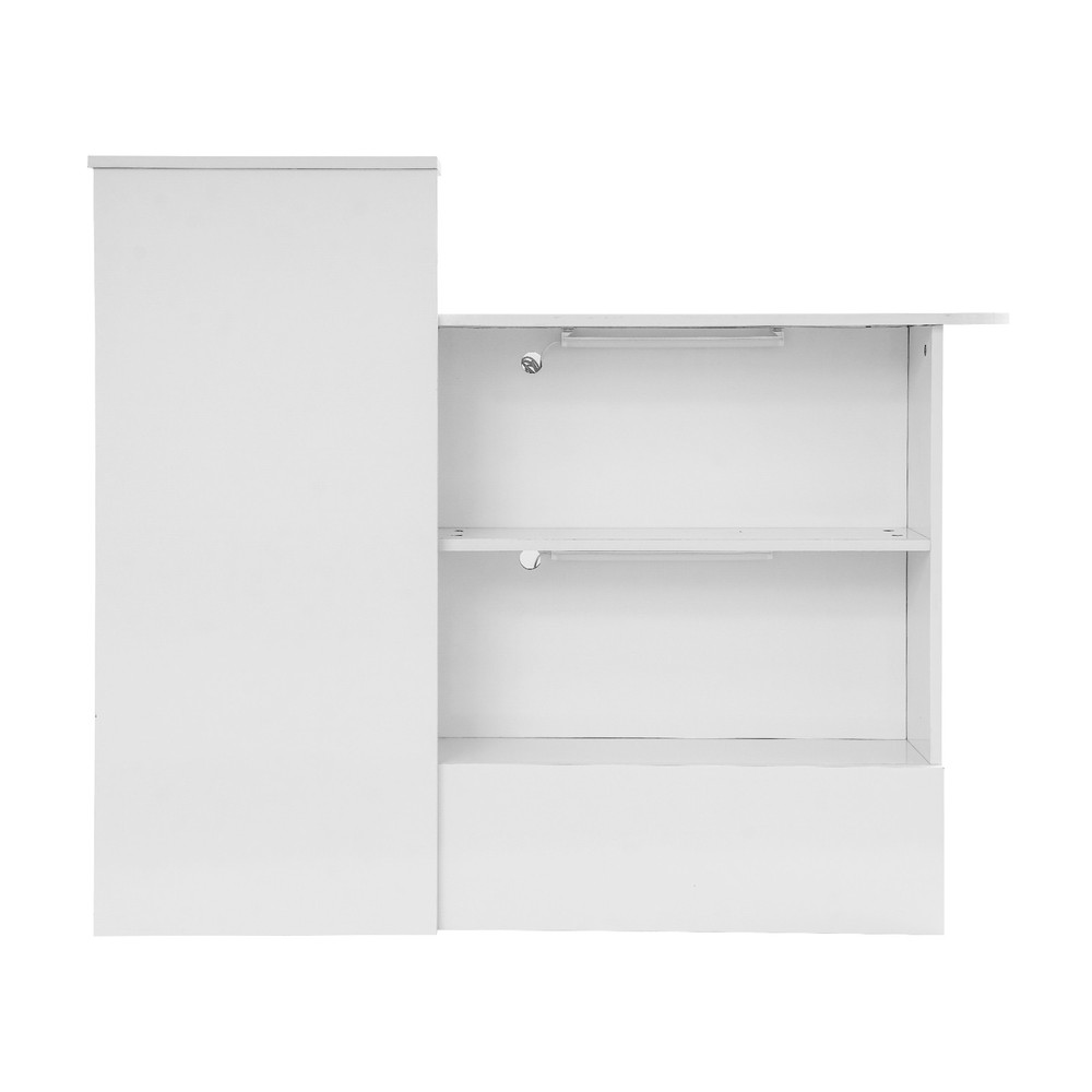 2 Lights Rectangular Reception Counter Modern Reception Desk w/ Lockable Drawer