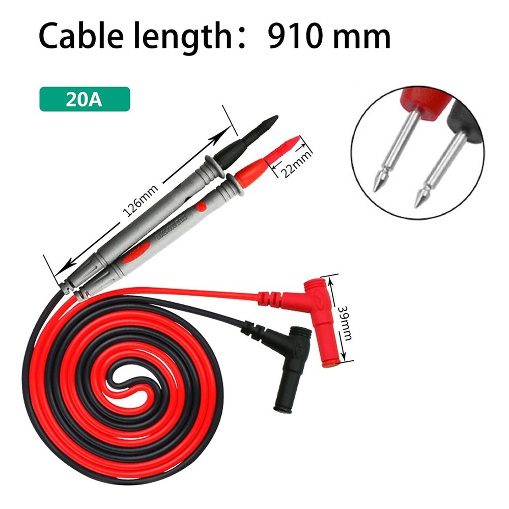 20A 1000V Multimeter Test Probe Kit -Needle Pin Wire Pen Cable Digital Voltmeter