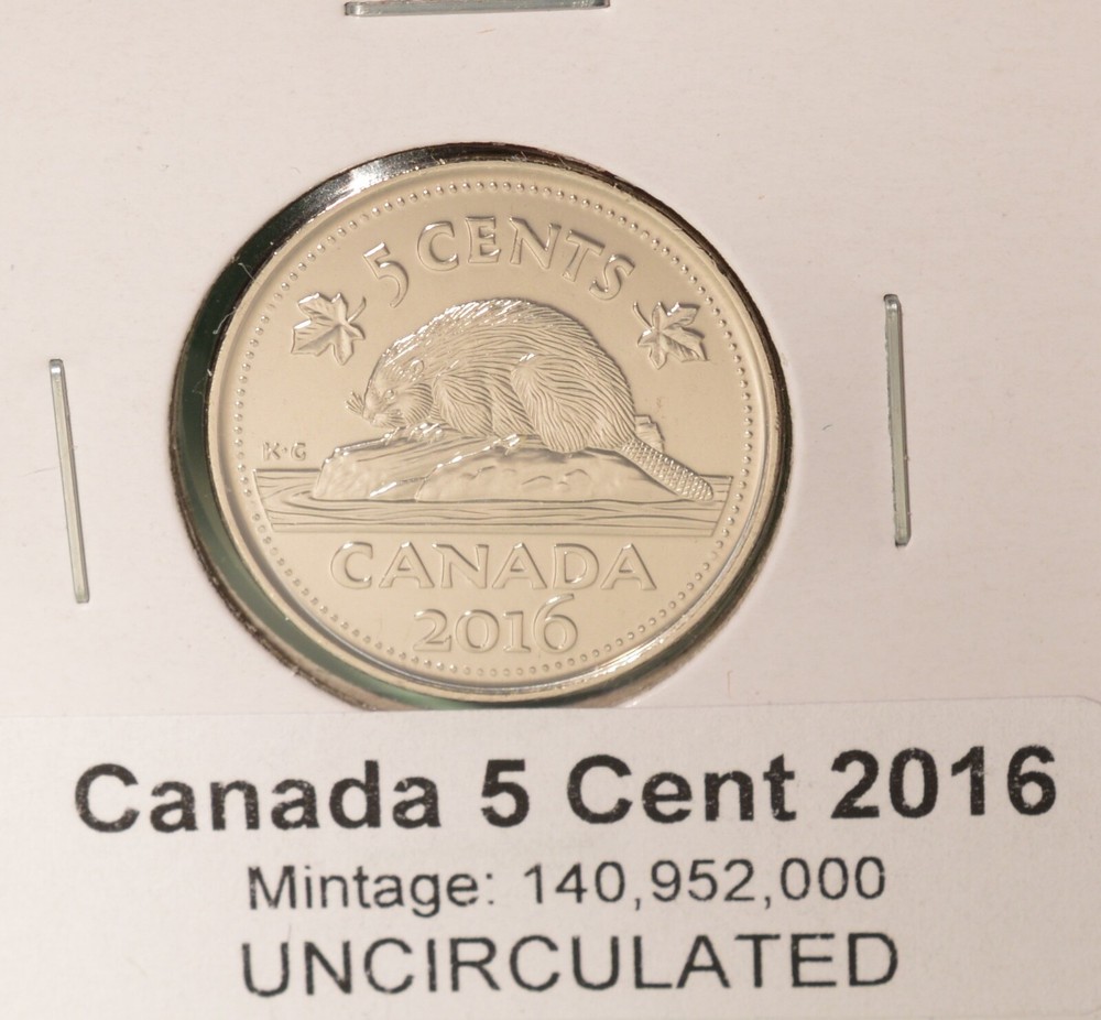 2016 Canada 5 Cent - UNCIRCULATED from Mint Roll 🇨🇦