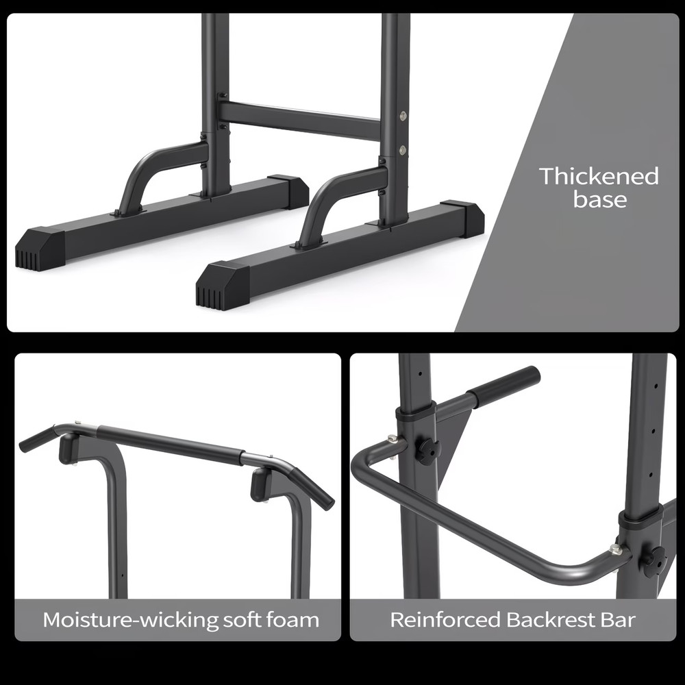 Adjustable Height Power Tower Dip Station,Multi-Functional Strength Training F