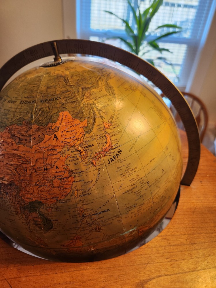 Vintage Replogle Stereo Relief 12” Globe USSR