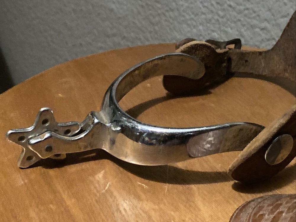 Vintage Spurs Hand Tooled Leather
