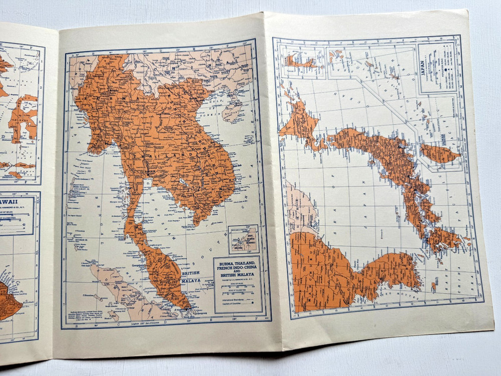 1942 Hammond's War Map The Pacific Ocean